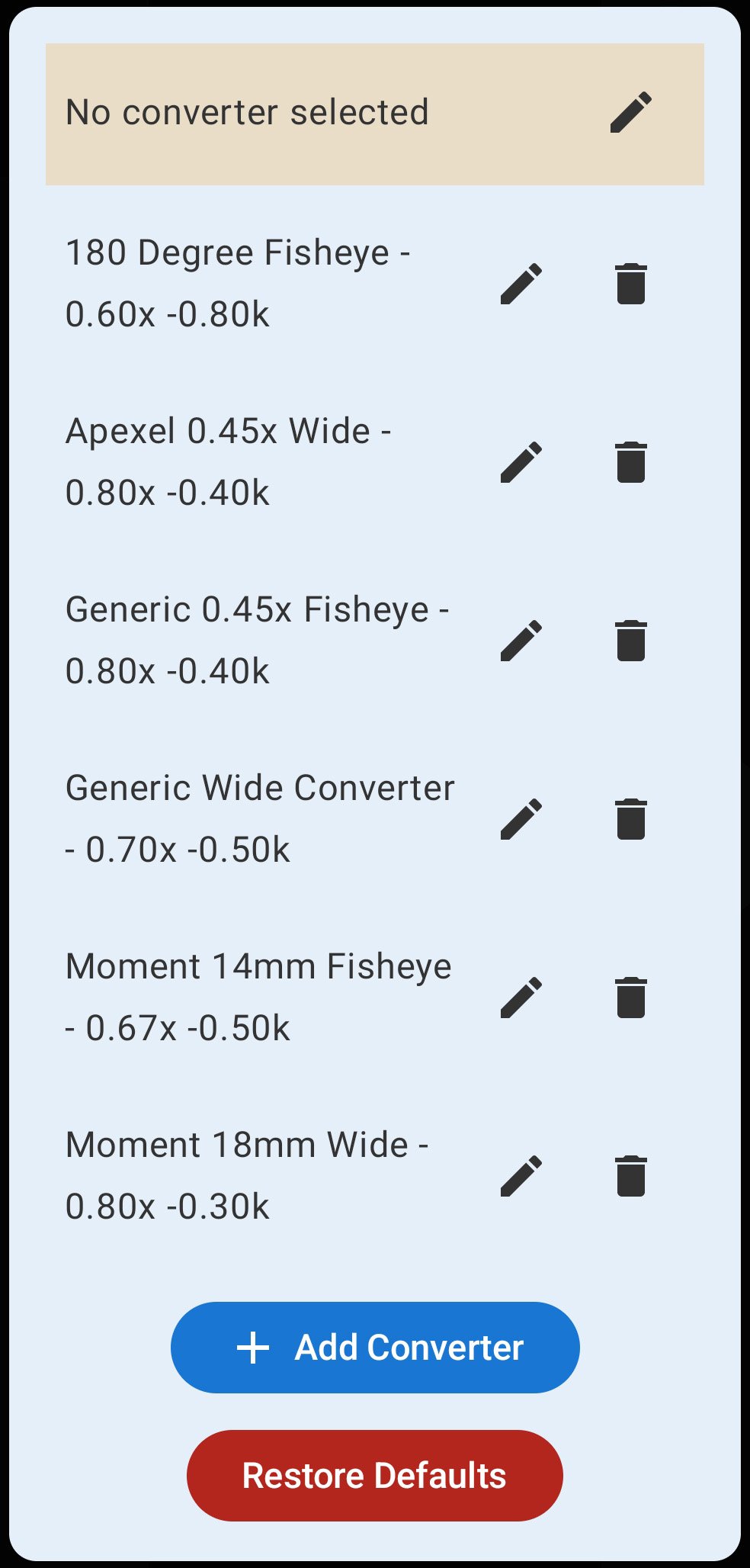 FinderView adaptor list screen.