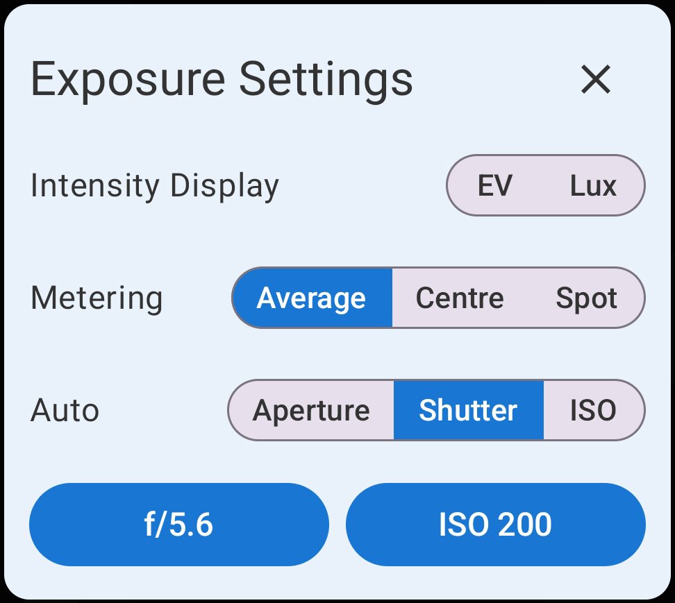 FinderView exposure settings screen.