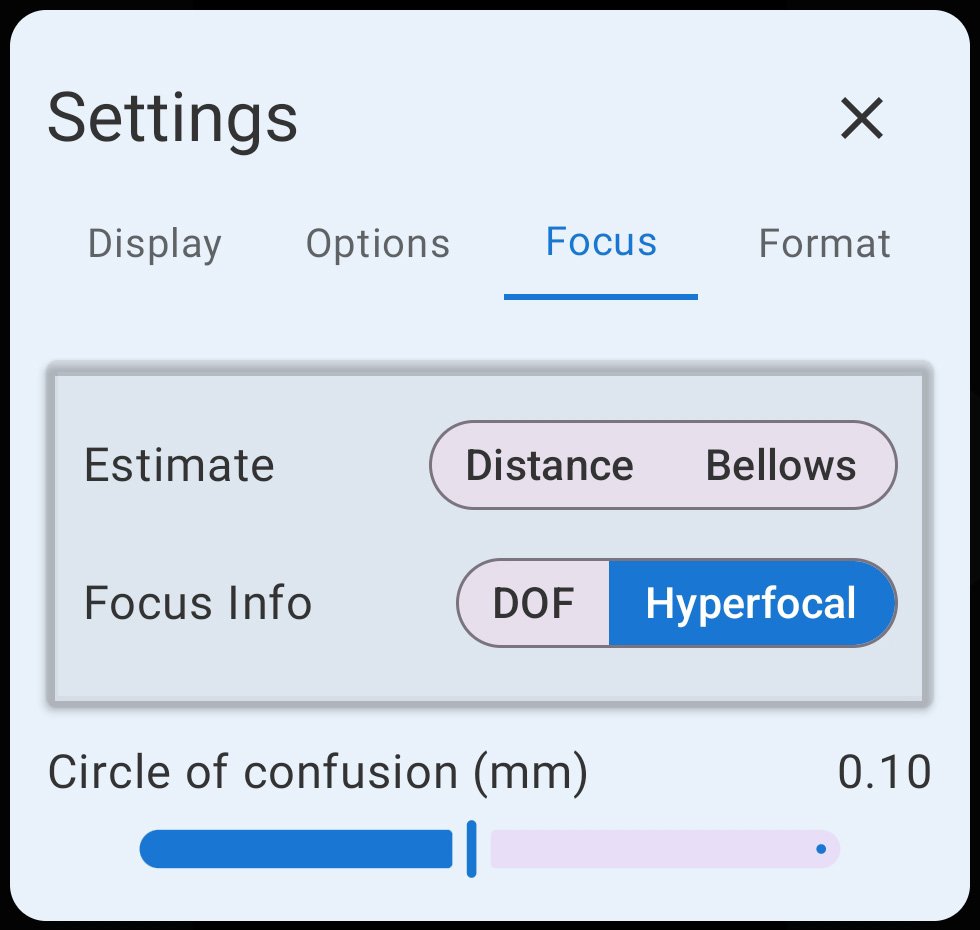 FinderView core focus settings screen.