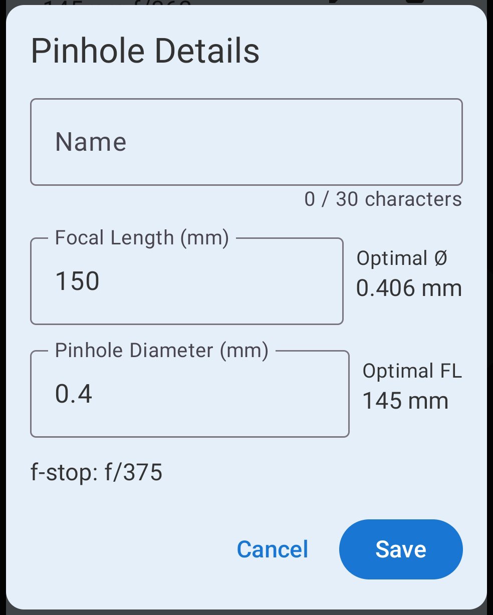 FinderView pinhole definition screen.